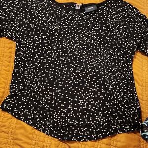 Maeve by Anthropologie Black Polka Dot Blouse | Size 10 Rayon Lightweight Top